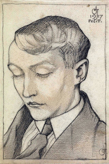 Тадеуш Цеслевский-сын. Автопортрет. 1917  Бумага, карандаш, акварель