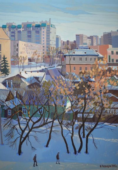 «Город Орёл. День весеннего равноденствия». 2016 г. Картон, гуашь, темпера.