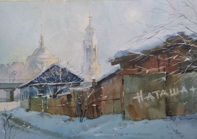 «Подморозило». 2021 г. Бумага, акварель