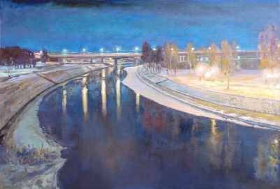 «Ночной город Орёл». 2021 г. Холст, масло.