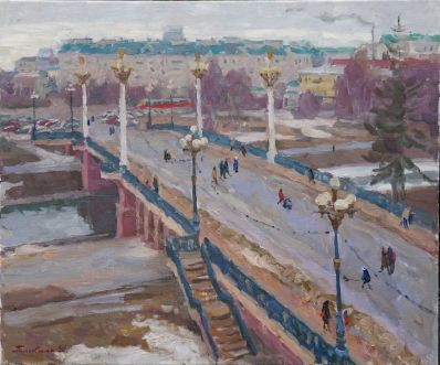 «Александровский мост. Ранняя весна» 2020 г. Холст, масло.
