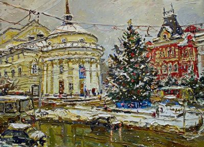 «Новый год на театральной площади». 2019 г. Холст, масло.