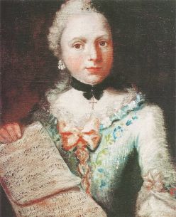 Ангелика Кауфман. «Автопортрет с нотами в руках».1753.  Холст, масло. Тирольский национальный музей Фердинандеум.  Инсбрук, Австрия.