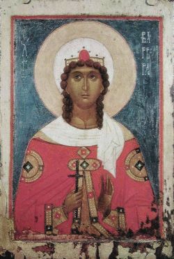 Св. Варвара. Углич. Святая великомученица Варвара. 2-я половина XIV в. ГТГ. Хромолитография Киево-Печерской Лавры. 1910.