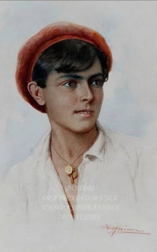 «Голова итальянского мальчика». Последняя четверть XIX – начало XX вв. Бумага, акварель.
