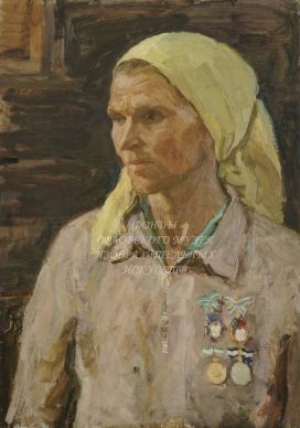 Портрет Шарымовой Д.Ф.(мать – героиня)(10.03. 1915-31.10.2011), 1964 , холст, масло.