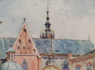 «У стен храма» («Вавельский собор в Кракове». 1910. Фрагмент
