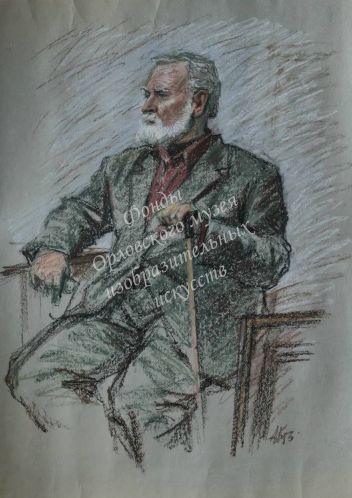А.В. Кузнецов. Портрет заслуженного художника России, профессора М.С. Хабленко. Бумага, пастель. 2009г.