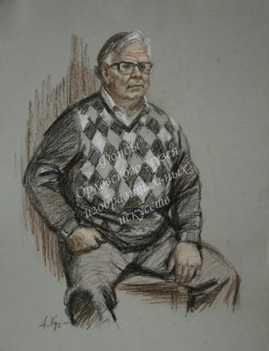 А.В. Кузнецов. Портрет заслуженного деятеля искусств, профессора А.С. Хворостова.                                                       Бумага, пастель. 2013г.