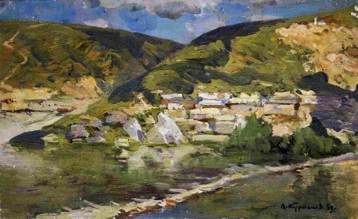 А.И. Курнаков. «КП генерала Кустова», 1959 (холст на ДВП, масло).