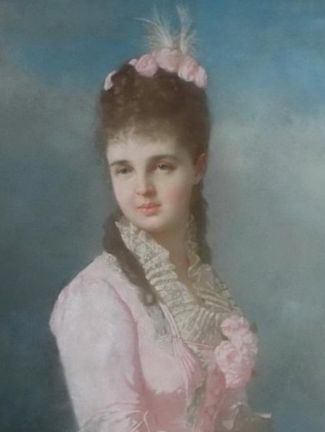 Ф. О'Коннель (1822-1885) «Портрет М.М. Скарятиной (1851-1920), урожденной княжны Лобановой-Ростовской». Фрагмент. 1877. Холст, пастель