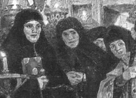 Посещение царевной женского монастыря.  Фрагмент