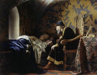  Г.С. Седов. Царь Иван Грозный любуется на Василису Мелентьеву. 1875.  Холст, масло. 137х172. Русский музей.