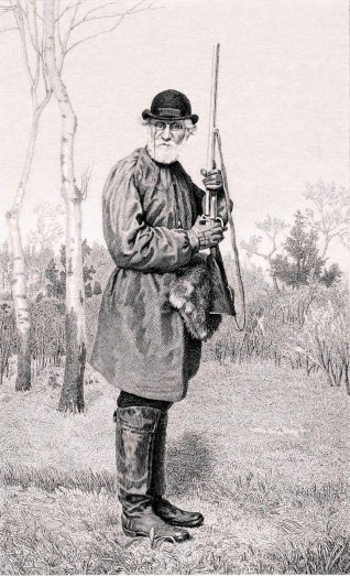 И.П. Пожалостин (гравер), Н.Д. Дмитриев-Оренбургский (автор живописного оригинала 1879 г.).  И.С. Тургенев на охоте. 1879. Бумага, офорт, резец. 41х28,5; 28,5х17. ОМИИ. Инв. №: Г-57