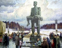 Триптих «Память»,1985, холст, масло  « Непокоренный человек» Центральная часть триптиха.