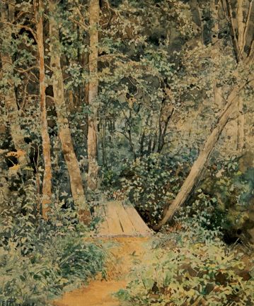  Е.Д. Поленова. Тропинка в лесу. 1880-е (?). Бумага, акварель. 25,8х21,7 см. ОМИИ