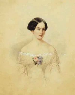 В.И. Гау. Портрет княгини В.А.Голицыной. 1846. Бристольский картон, акварель, белила, лак. 